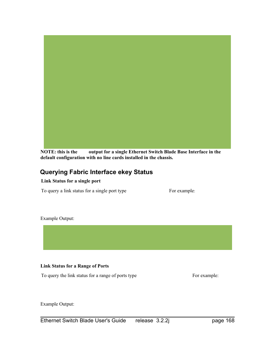 Querying fabric interface ekey status | Znyx Networks bh5700 User Manual | Page 168 / 359