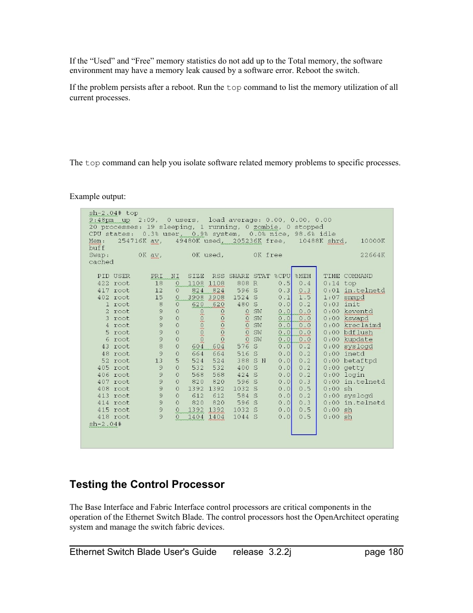Testing the control processor | Znyx Networks bh5700 User Manual | Page 180 / 359