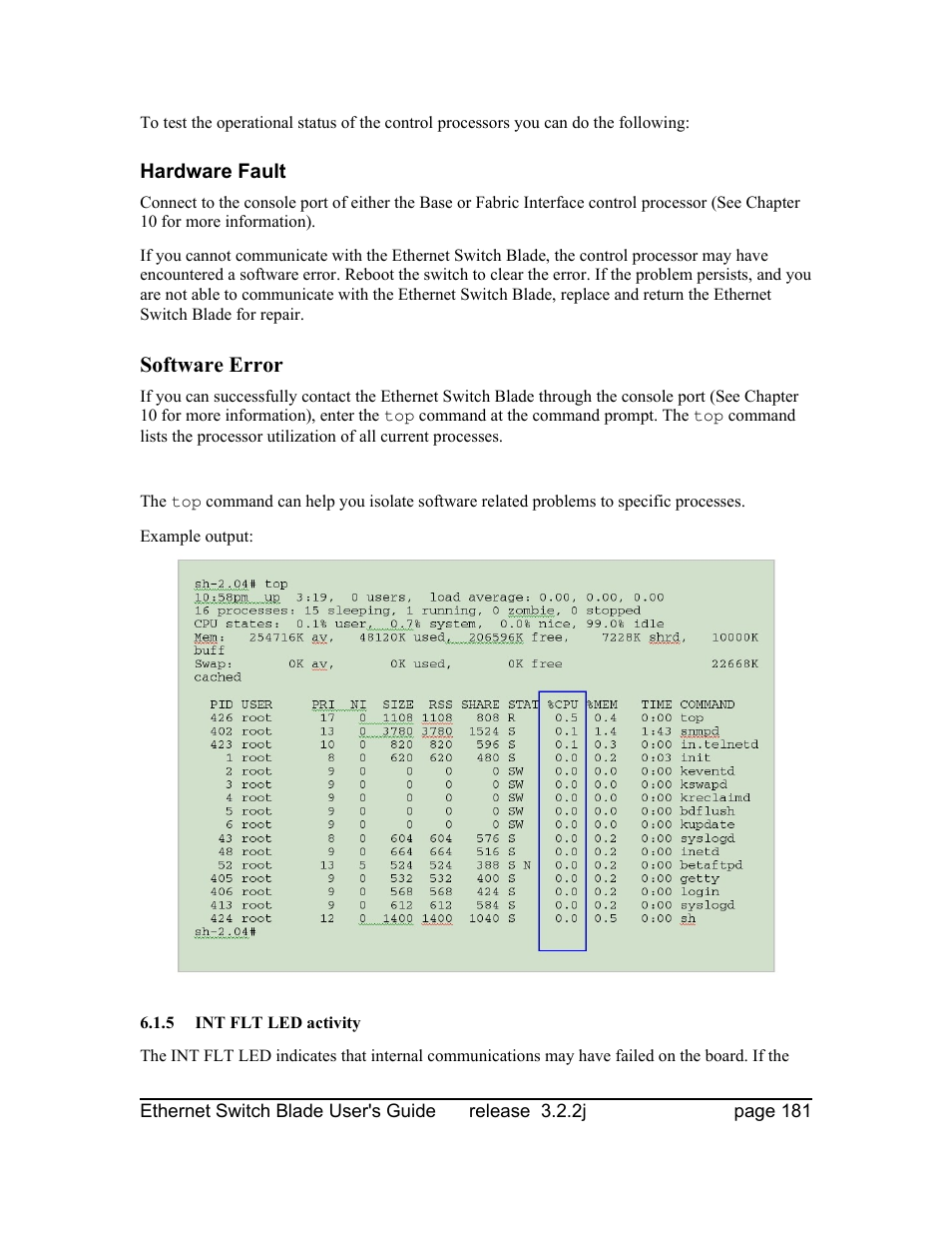 Hardware fault, Software error | Znyx Networks bh5700 User Manual | Page 181 / 359