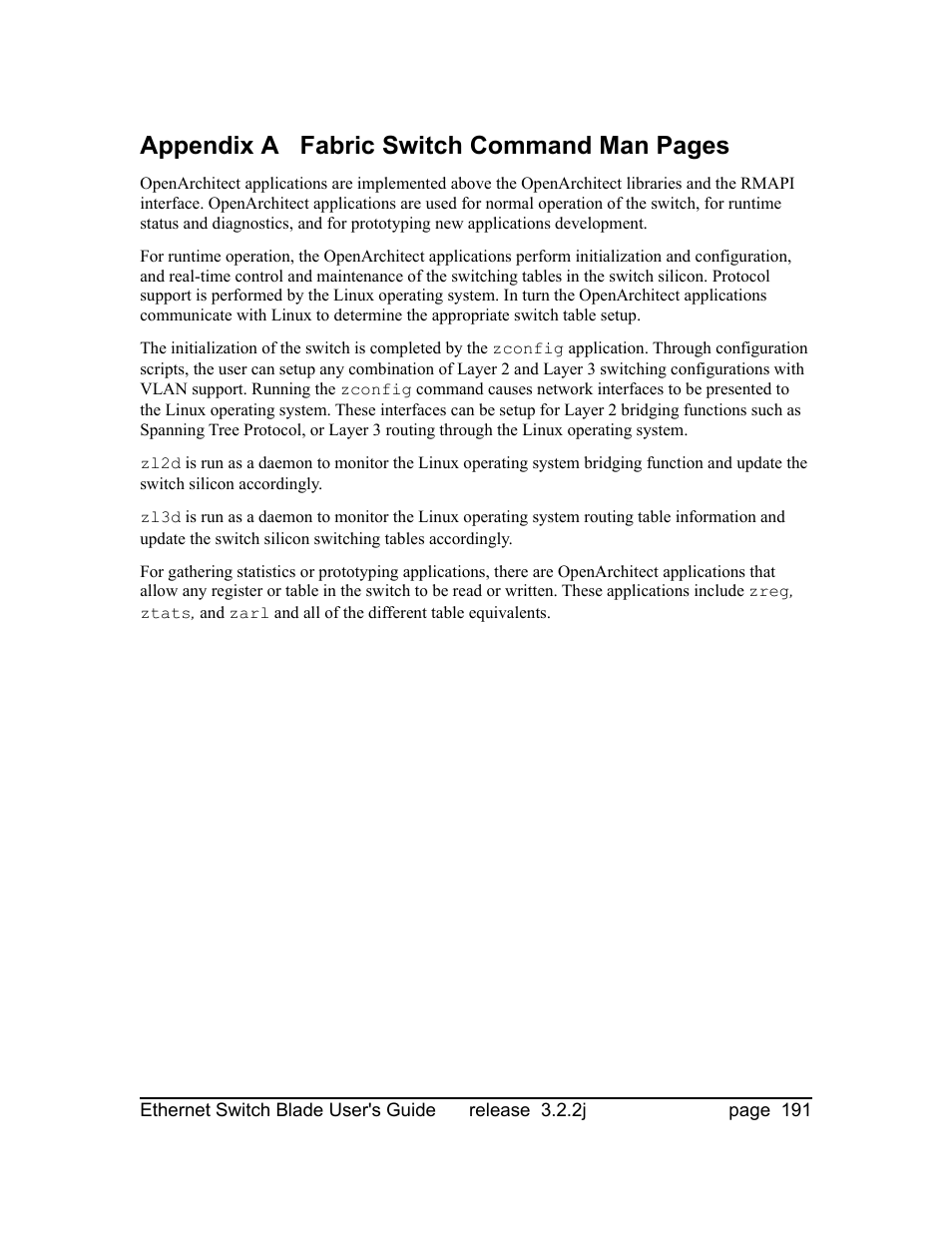 Appendix a fabric switch command man pages | Znyx Networks bh5700 User Manual | Page 191 / 359