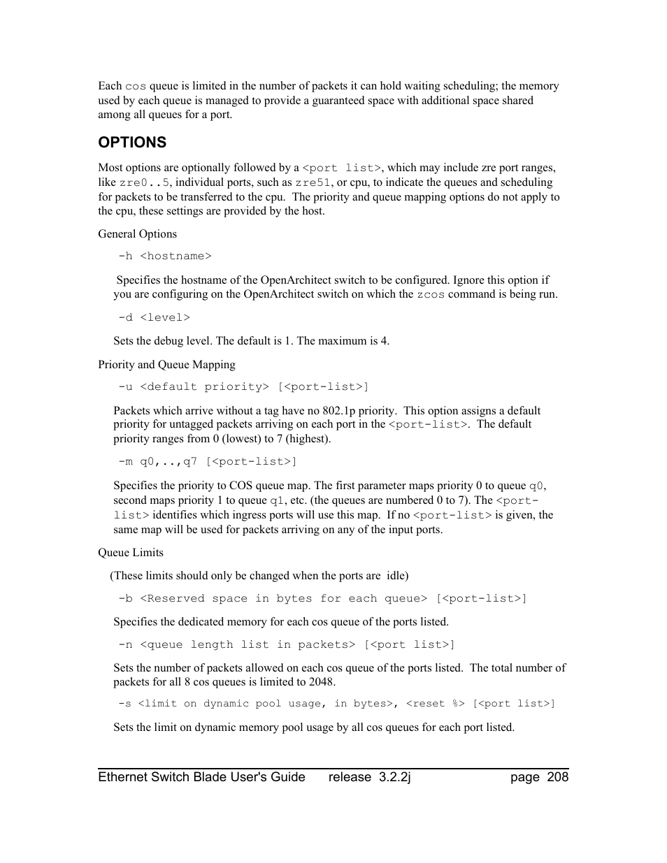 Options | Znyx Networks bh5700 User Manual | Page 208 / 359