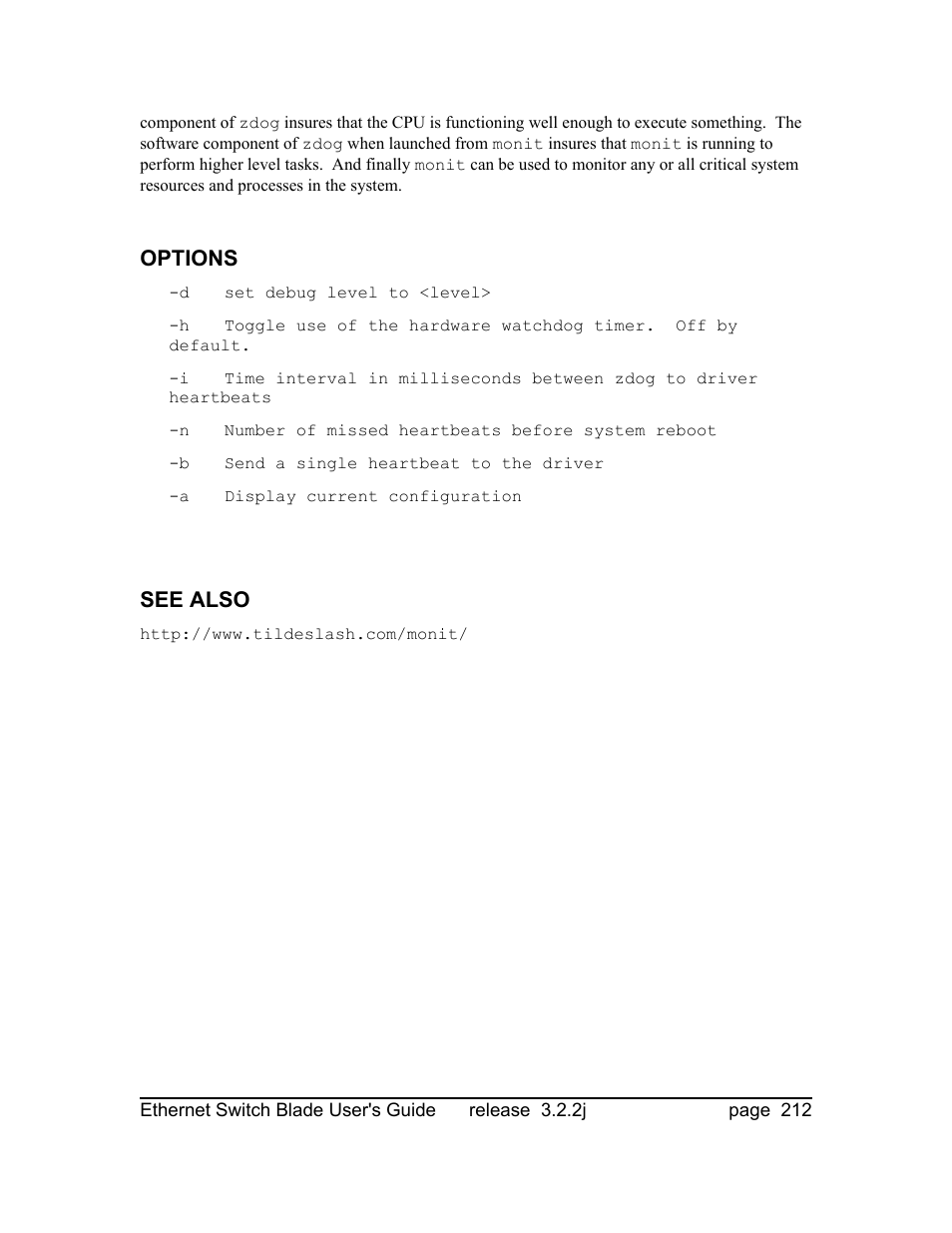 Options, See also | Znyx Networks bh5700 User Manual | Page 212 / 359