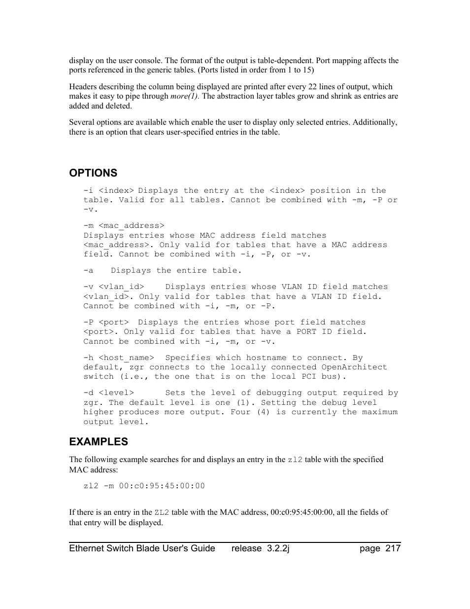 Options, Examples | Znyx Networks bh5700 User Manual | Page 217 / 359