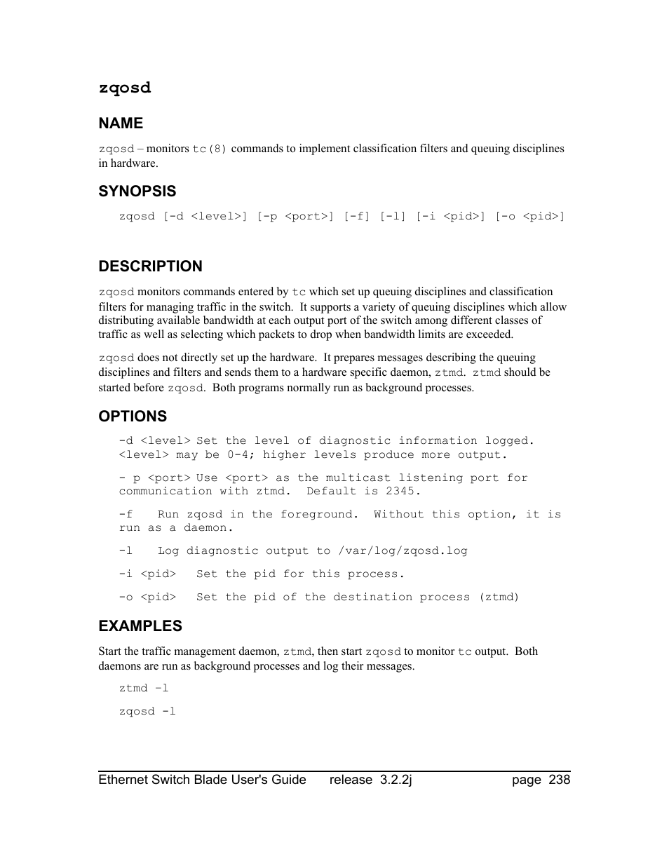 Zqosd | Znyx Networks bh5700 User Manual | Page 238 / 359