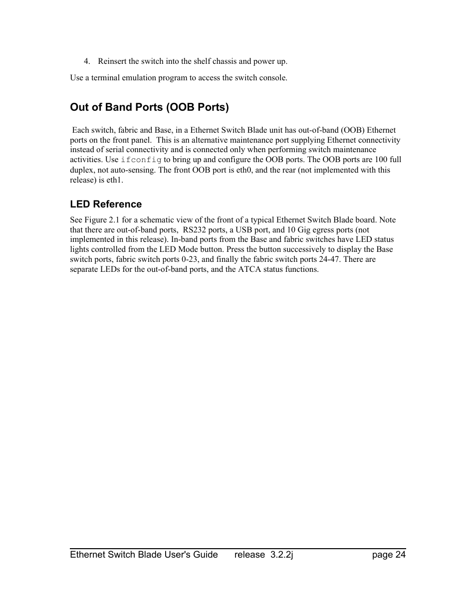 Out of band ports (oob ports), Led reference | Znyx Networks bh5700 User Manual | Page 24 / 359