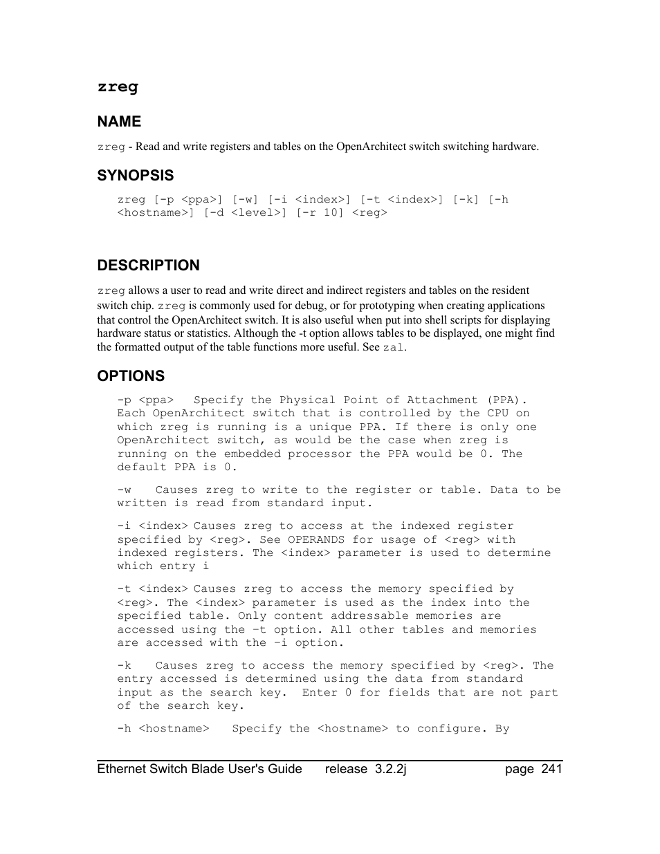 Zreg | Znyx Networks bh5700 User Manual | Page 241 / 359