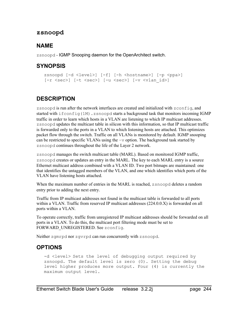 Zsnoopd | Znyx Networks bh5700 User Manual | Page 244 / 359