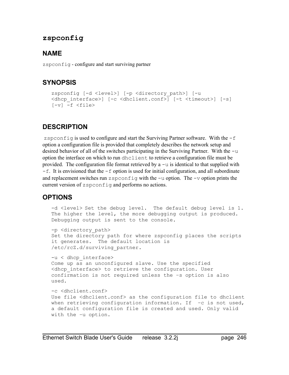 Zspconfig | Znyx Networks bh5700 User Manual | Page 246 / 359