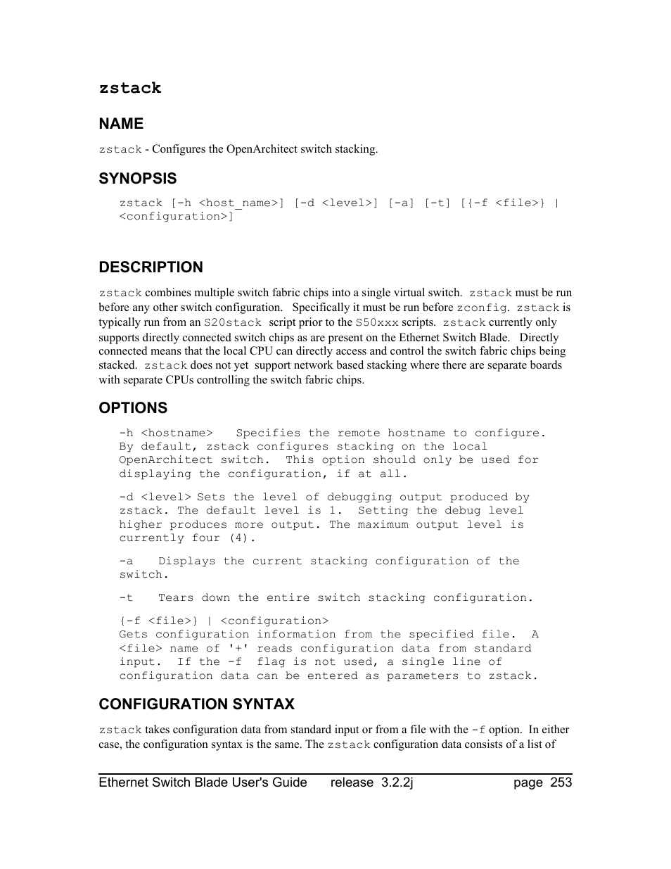 Zstack | Znyx Networks bh5700 User Manual | Page 253 / 359