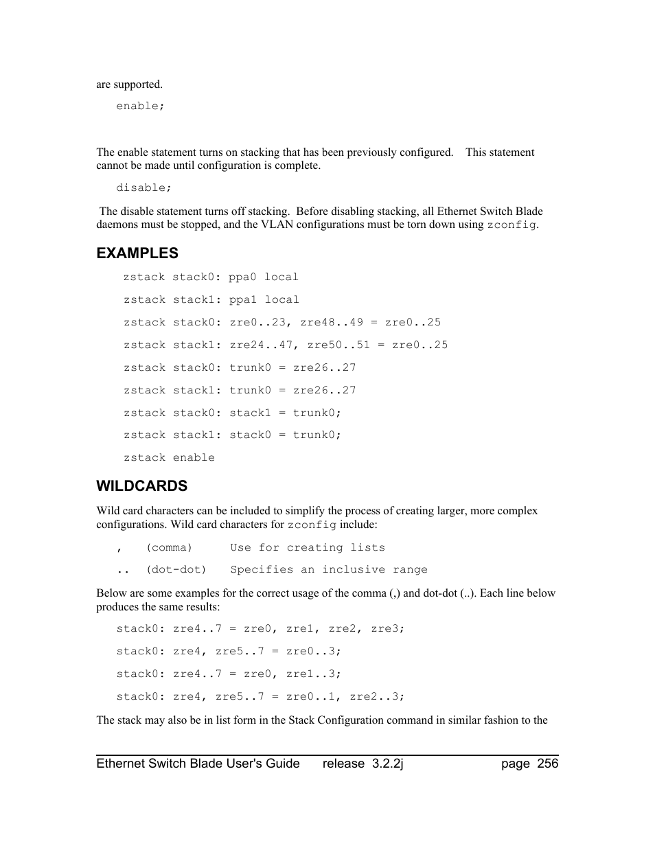 Examples, Wildcards | Znyx Networks bh5700 User Manual | Page 256 / 359