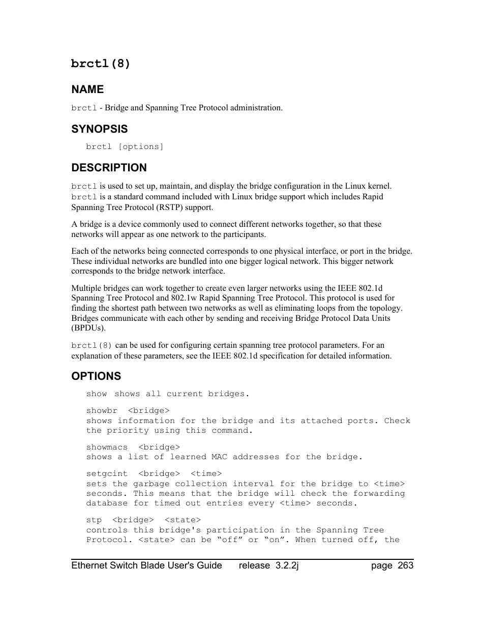 Brctl(8) | Znyx Networks bh5700 User Manual | Page 263 / 359