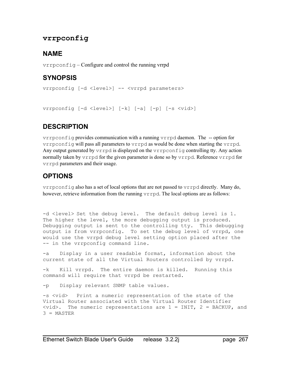 Vrrpconfig | Znyx Networks bh5700 User Manual | Page 267 / 359
