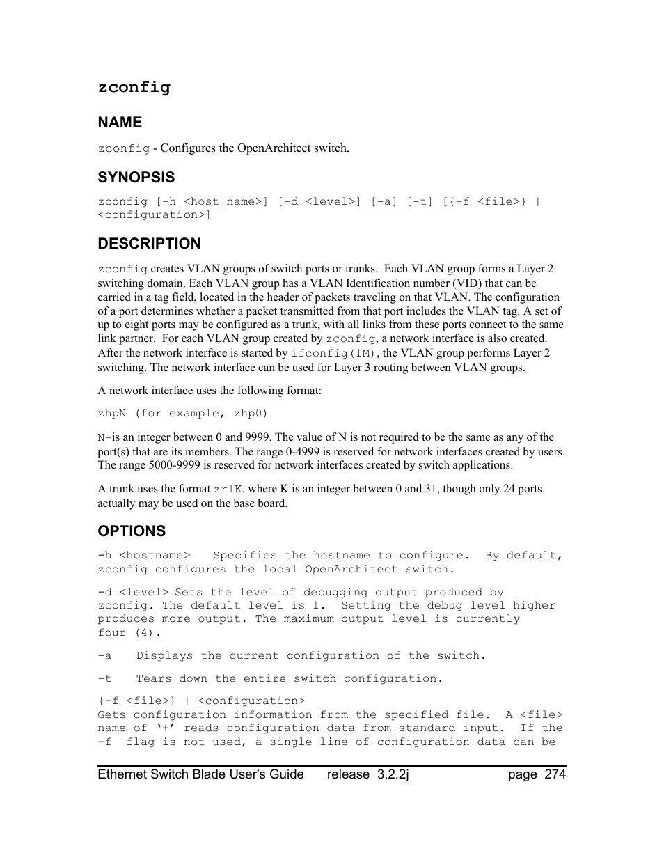 Zconfig | Znyx Networks bh5700 User Manual | Page 274 / 359