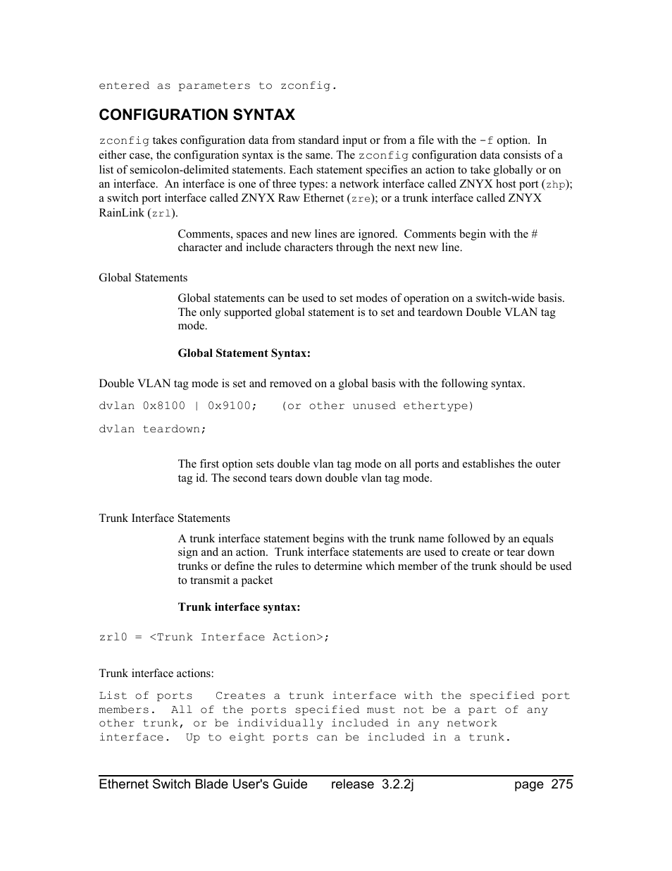 Configuration syntax | Znyx Networks bh5700 User Manual | Page 275 / 359