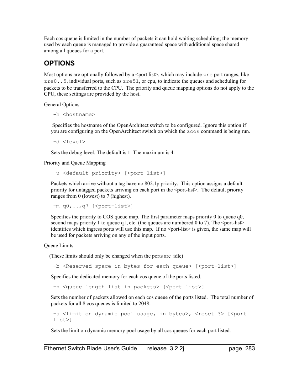 Options | Znyx Networks bh5700 User Manual | Page 283 / 359
