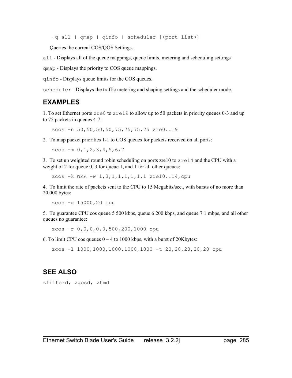 Examples, See also | Znyx Networks bh5700 User Manual | Page 285 / 359