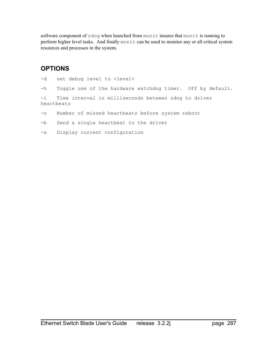 Options | Znyx Networks bh5700 User Manual | Page 287 / 359