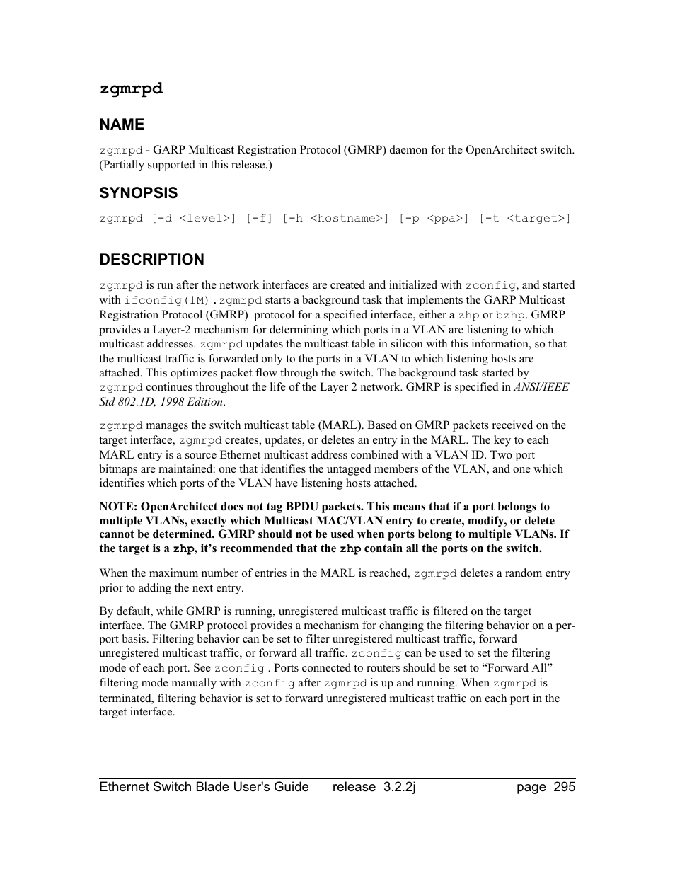 Zgmrpd | Znyx Networks bh5700 User Manual | Page 295 / 359