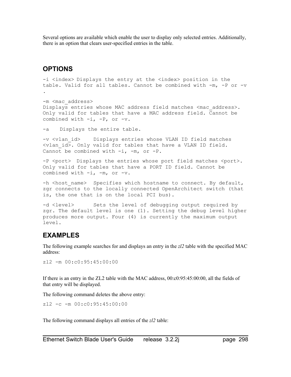 Options, Examples | Znyx Networks bh5700 User Manual | Page 298 / 359