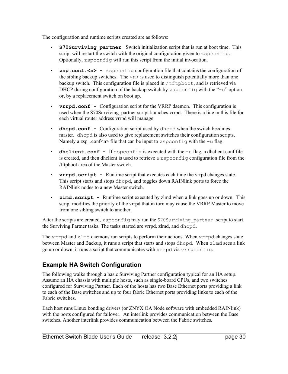 Example ha switch configuration | Znyx Networks bh5700 User Manual | Page 30 / 359