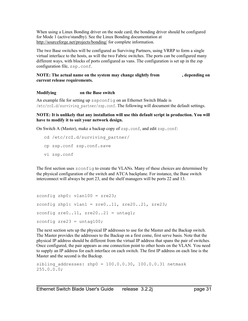 Modifying zsp.conf on the base switch | Znyx Networks bh5700 User Manual | Page 31 / 359