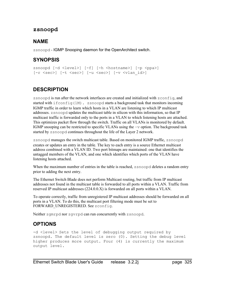 Zsnoopd | Znyx Networks bh5700 User Manual | Page 325 / 359