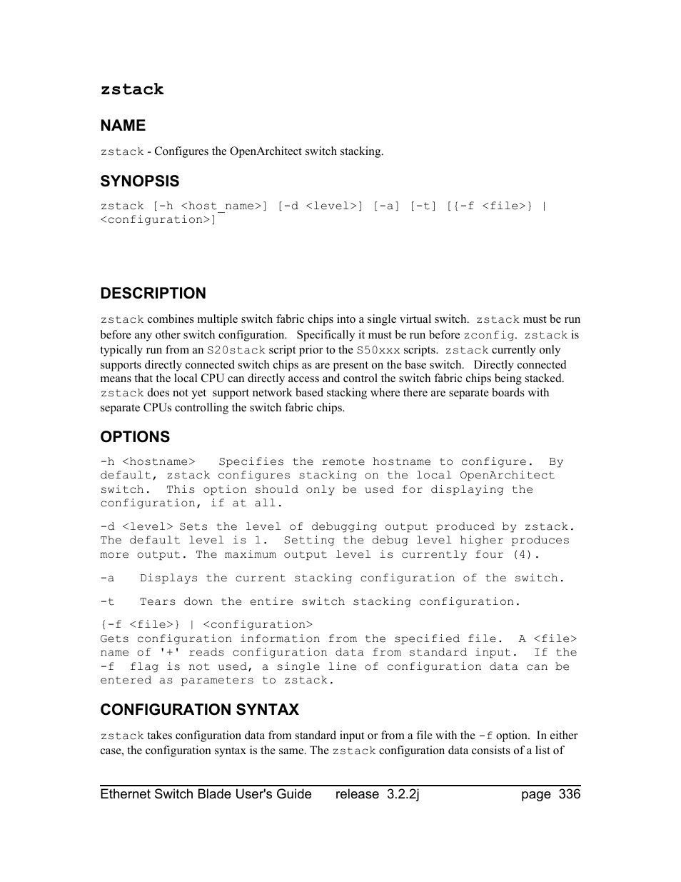 Zstack | Znyx Networks bh5700 User Manual | Page 336 / 359