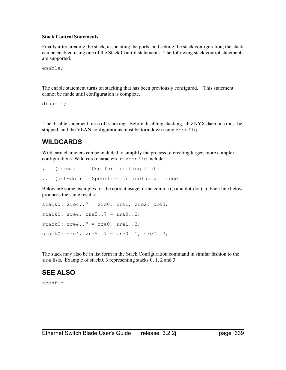 Wildcards, See also | Znyx Networks bh5700 User Manual | Page 339 / 359