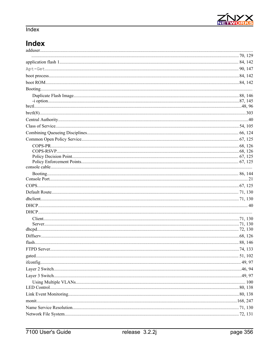 Index | Znyx Networks bh5700 User Manual | Page 356 / 359