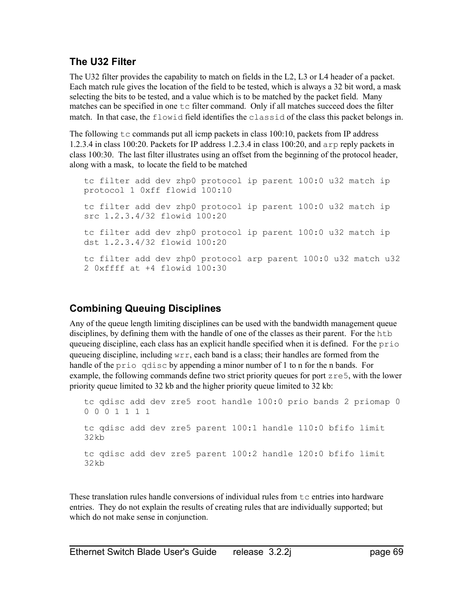 The u32 filter, Combining queuing disciplines | Znyx Networks bh5700 User Manual | Page 69 / 359