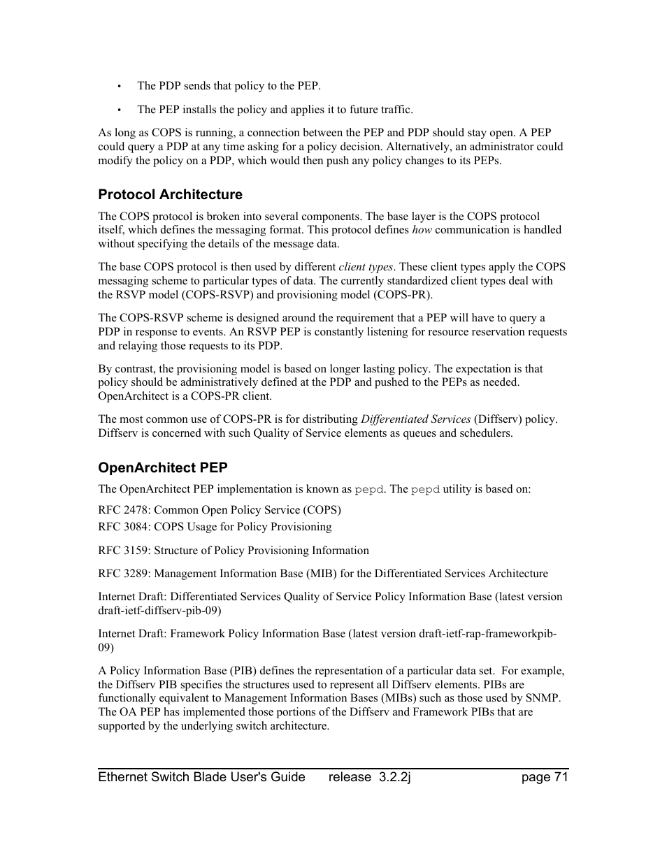Protocol architecture, Openarchitect pep | Znyx Networks bh5700 User Manual | Page 71 / 359