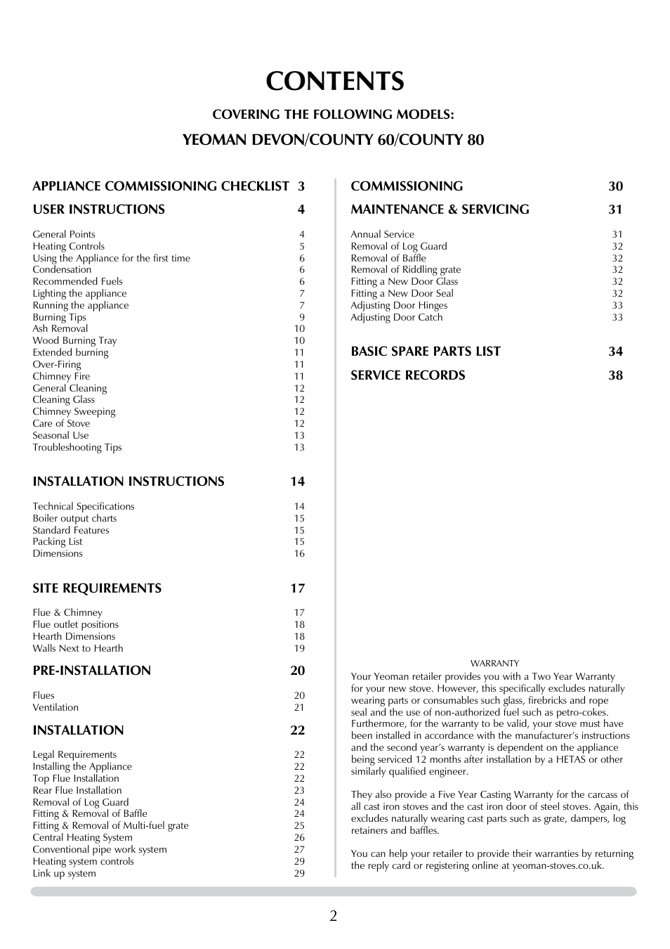 Yeoman DEVON 50 User Manual | Page 2 / 39