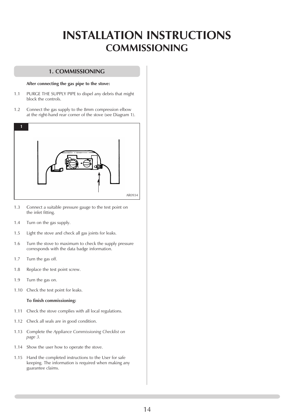 Installation instructions, Commissioning | Yeoman EXE MIDI PR1145 User Manual | Page 14 / 23