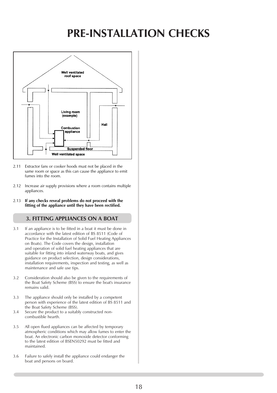 Pre-installation checks, Fitting appliances on a boat | Yeoman CL MILNER BRICK YMMB User Manual | Page 18 / 32