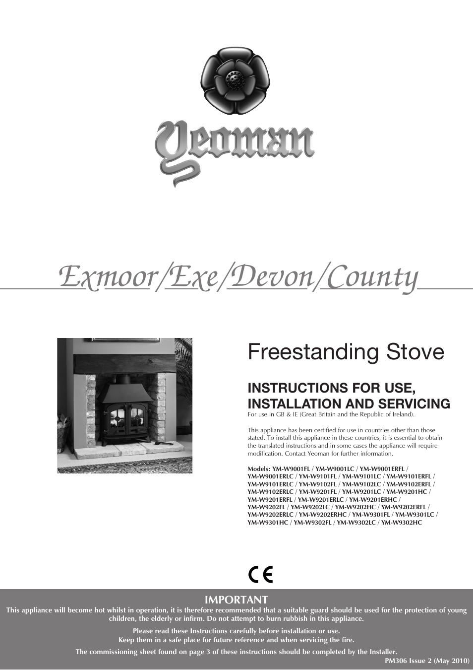 Yeoman EXMOOR YM-W9001FL User Manual | 35 pages