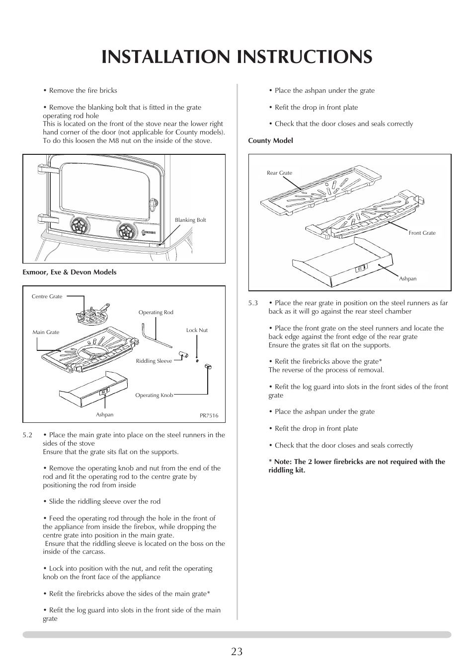 Installation instructions | Yeoman EXMOOR YM-W9001FL User Manual | Page 23 / 35