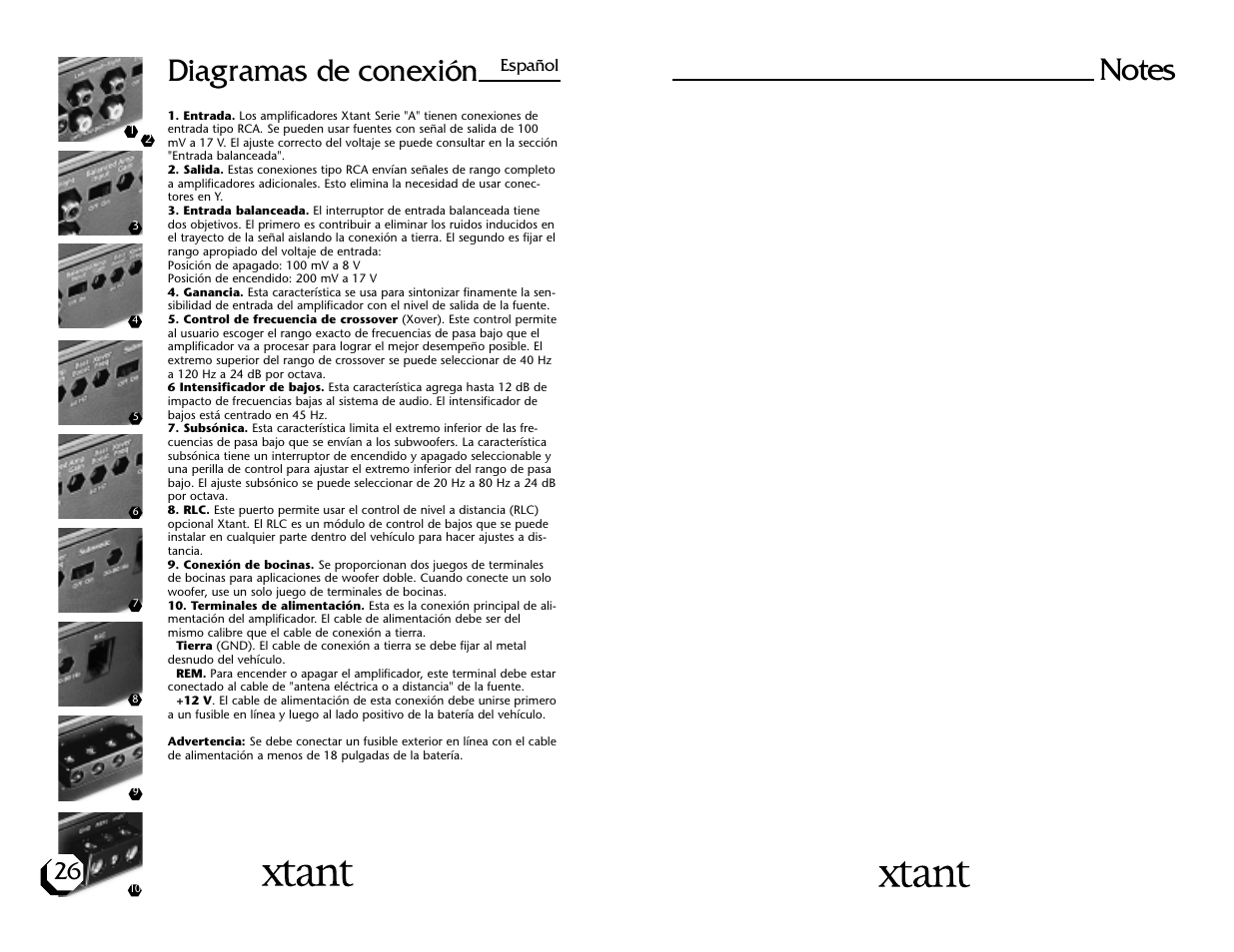 Diagramas de conexión | Xtant A3001/A6001 User Manual | Page 15 / 16