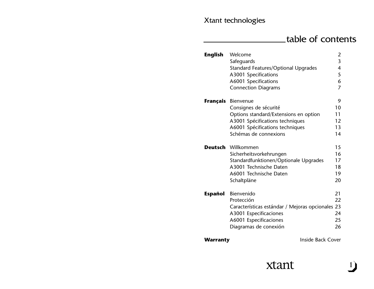 Xtant A3001/A6001 User Manual | Page 2 / 16