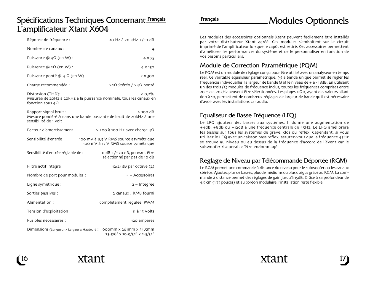 Modules optionnels | Xtant X604 User Manual | Page 10 / 19