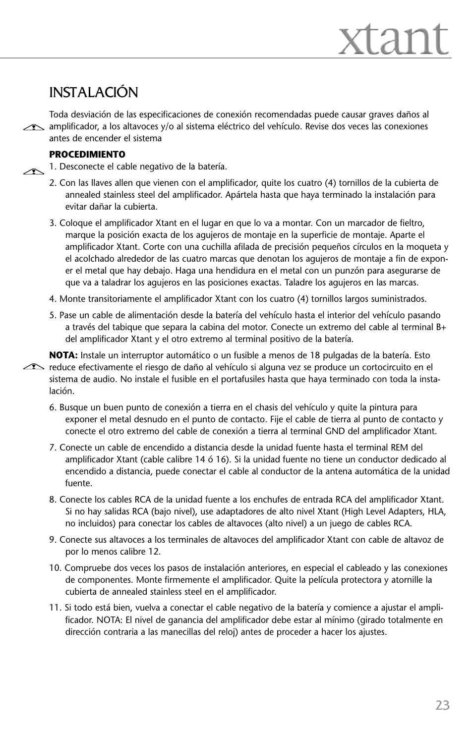 Instalación | Xtant 2.2 User Manual | Page 23 / 36