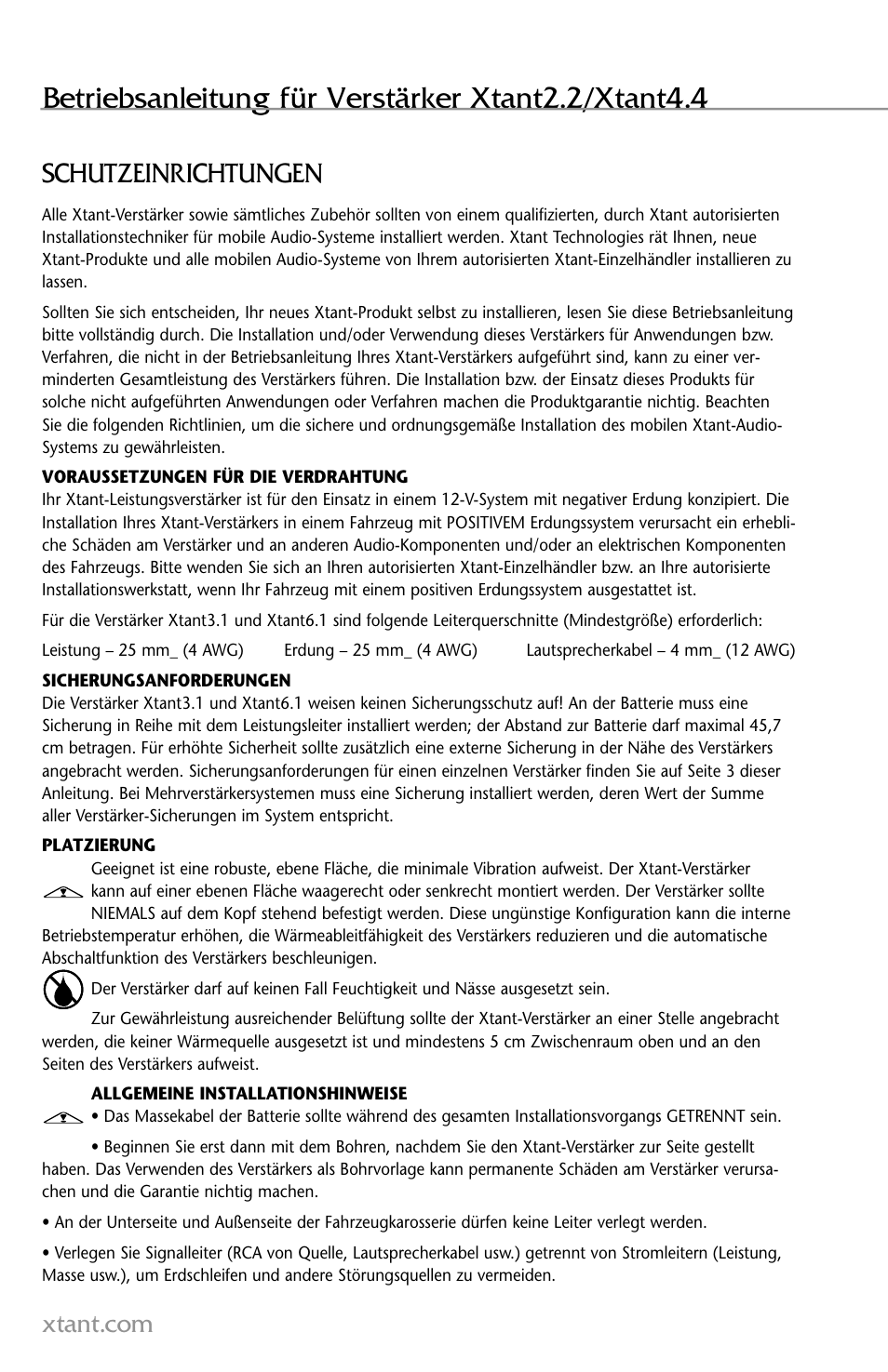 Betriebsanleitung für verstärker xtant2.2/xtant4.4, Schutzeinrichtungen | Xtant 2.2 User Manual | Page 30 / 36