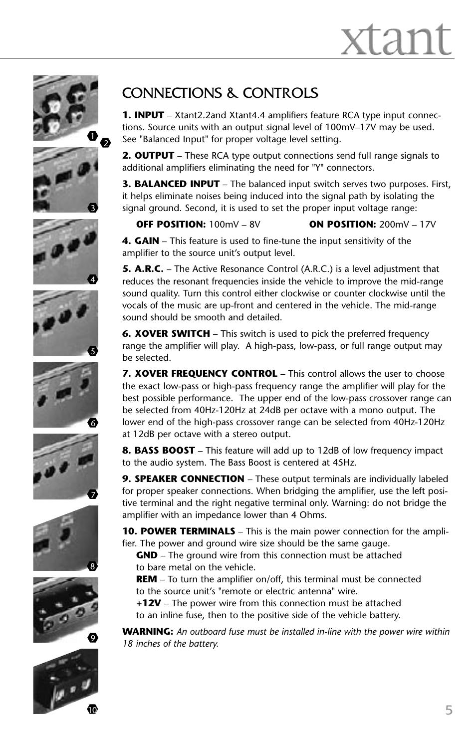 Connections & controls | Xtant 2.2 User Manual | Page 5 / 36