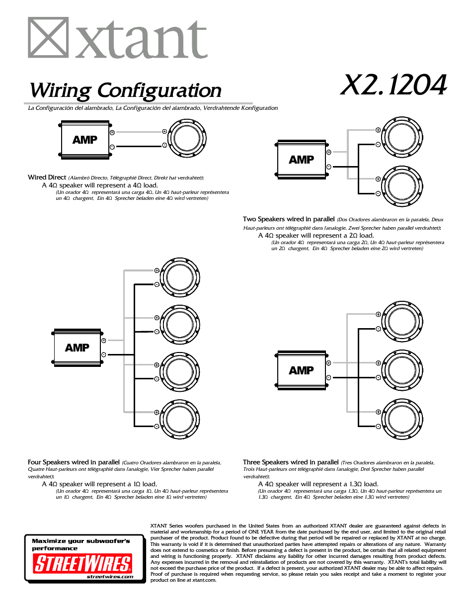 Wiring configuration | Xtant X2.1204 User Manual | Page 4 / 4