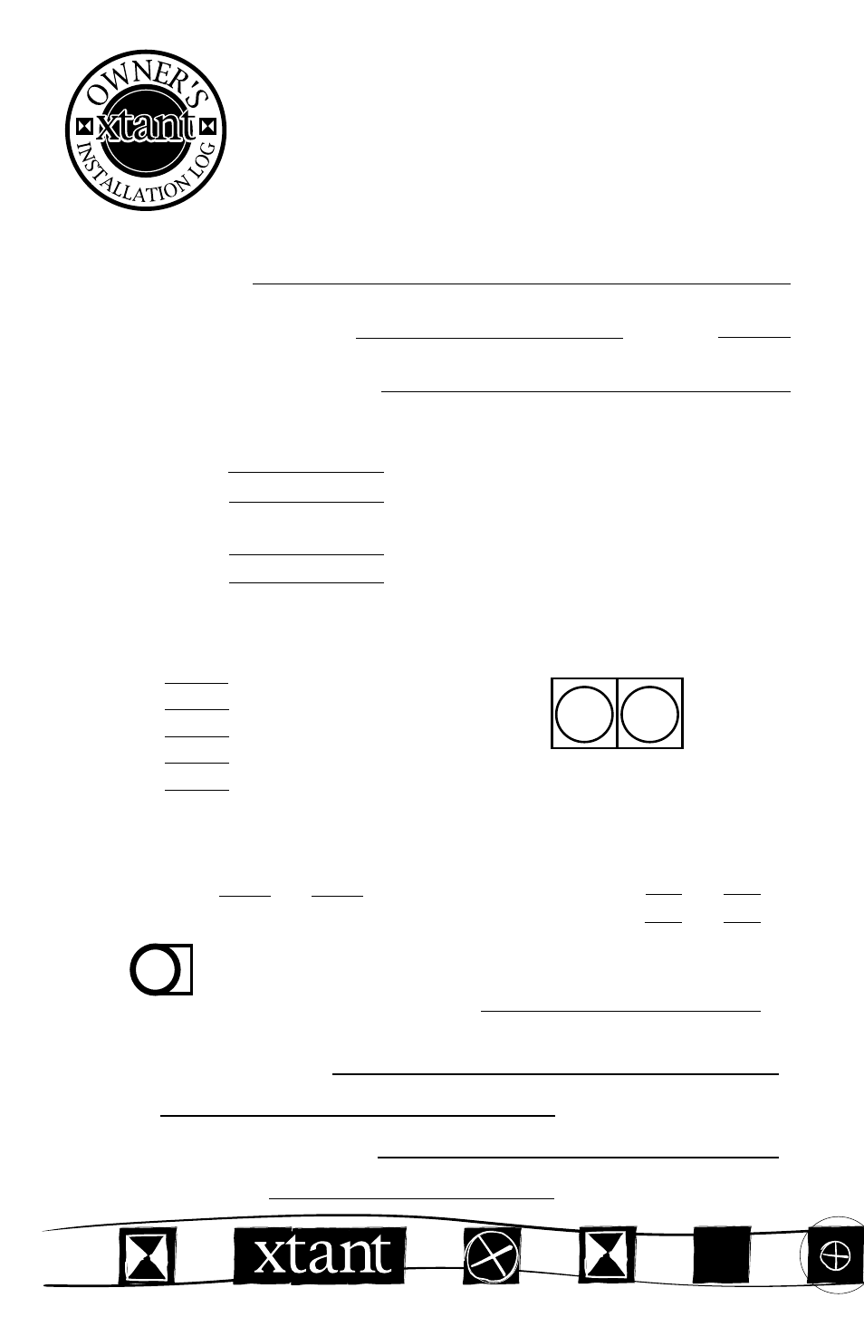 Owner’s installation log, Crossover settings: jumper settings | Xtant 2200ix User Manual | Page 13 / 13