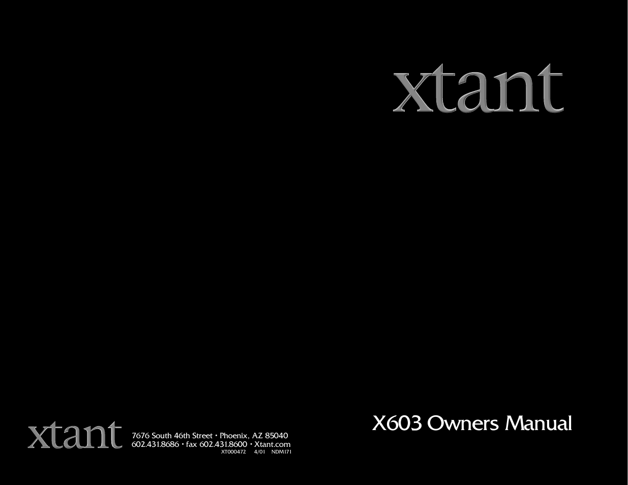 Xtant X603 User Manual | 19 pages