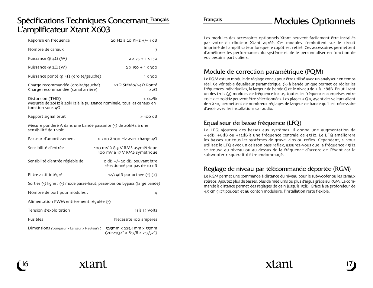 Modules optionnels | Xtant X603 User Manual | Page 10 / 19