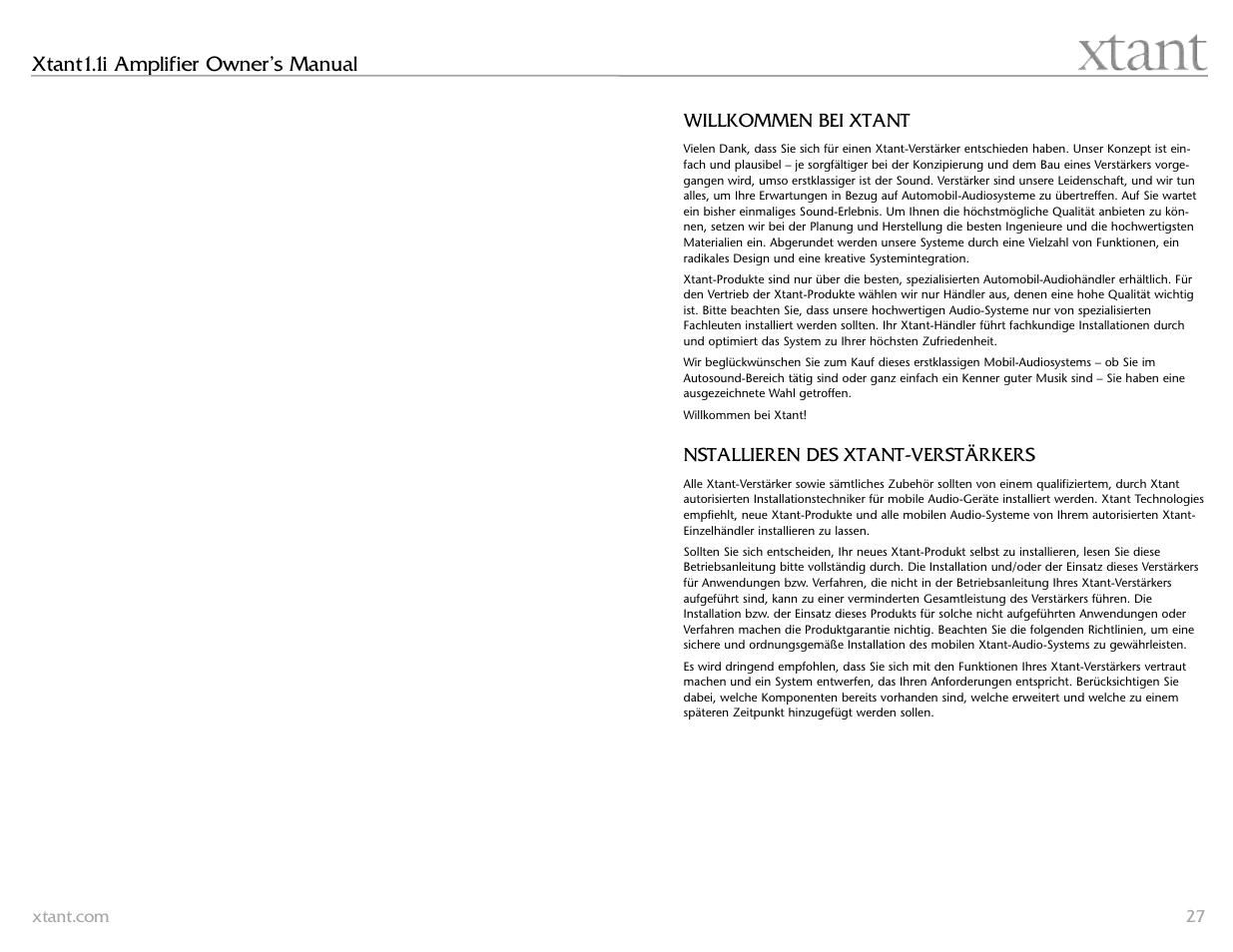 Xtant1.1i amplifier owner’s manual | Xtant 1.1 User Manual | Page 14 / 19