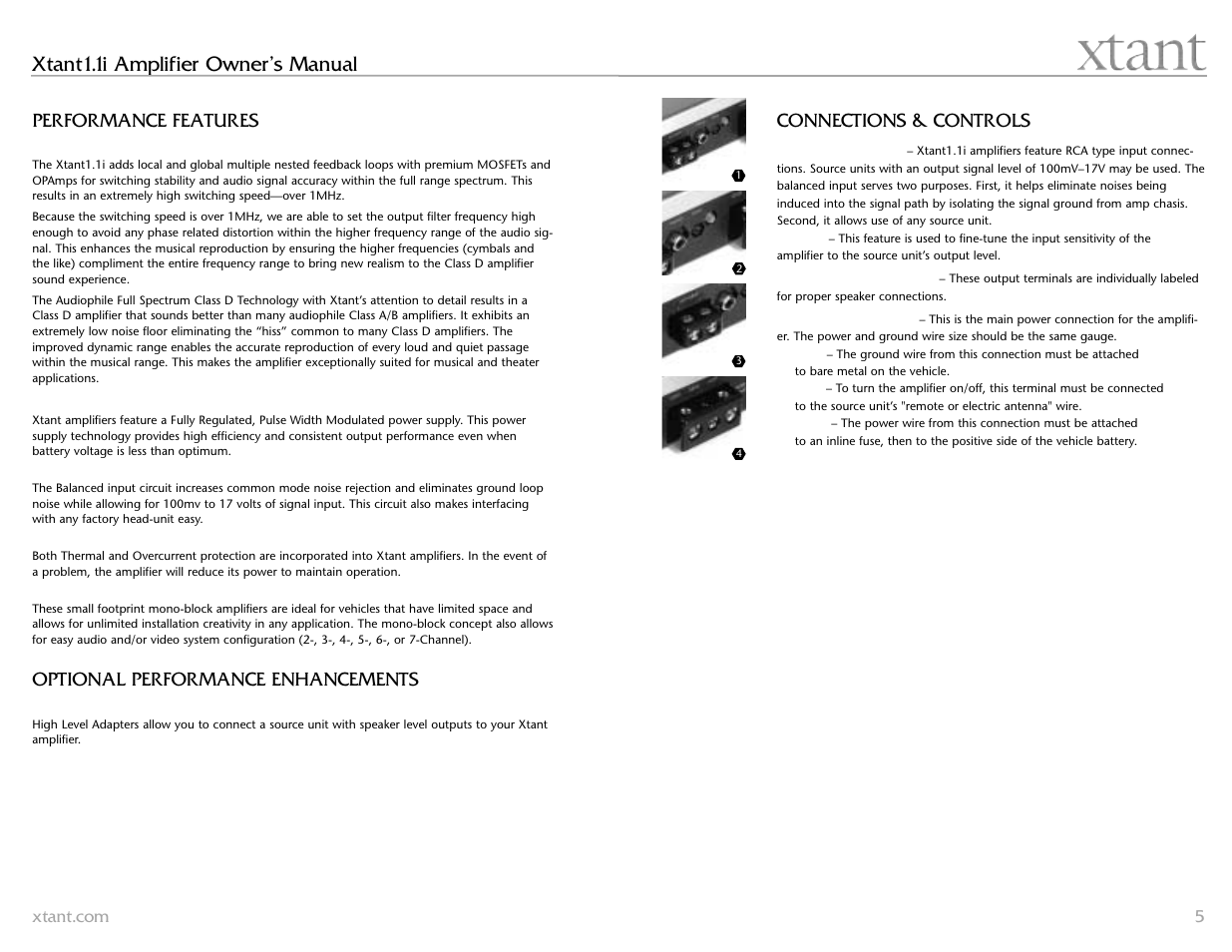 Xtant1.1i amplifier owner’s manual | Xtant 1.1 User Manual | Page 3 / 19