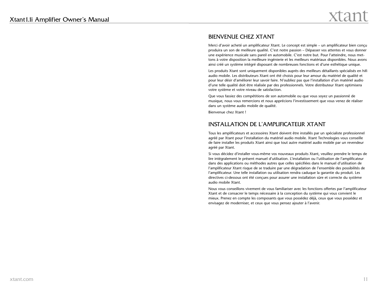 Xtant1.1i amplifier owner’s manual | Xtant 1.1 User Manual | Page 6 / 19