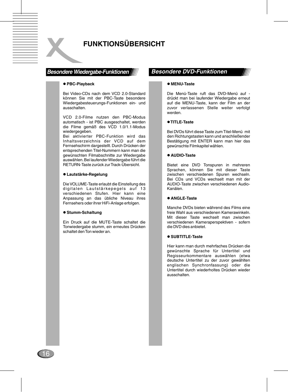 Funktionsübersicht | Xoro HSD 311 User Manual | Page 16 / 72